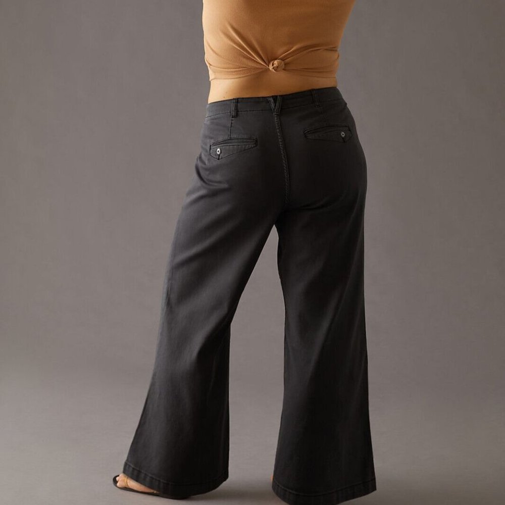 NWT Anthropologie Pilcro 31 Slouchy Chino Wide Leg Pants Sundrenched Black 140$ - Picture 4 of 4